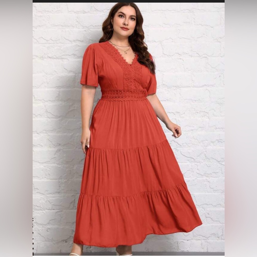 SHEIN Tiered Crochet Maxi Dress Size Medium